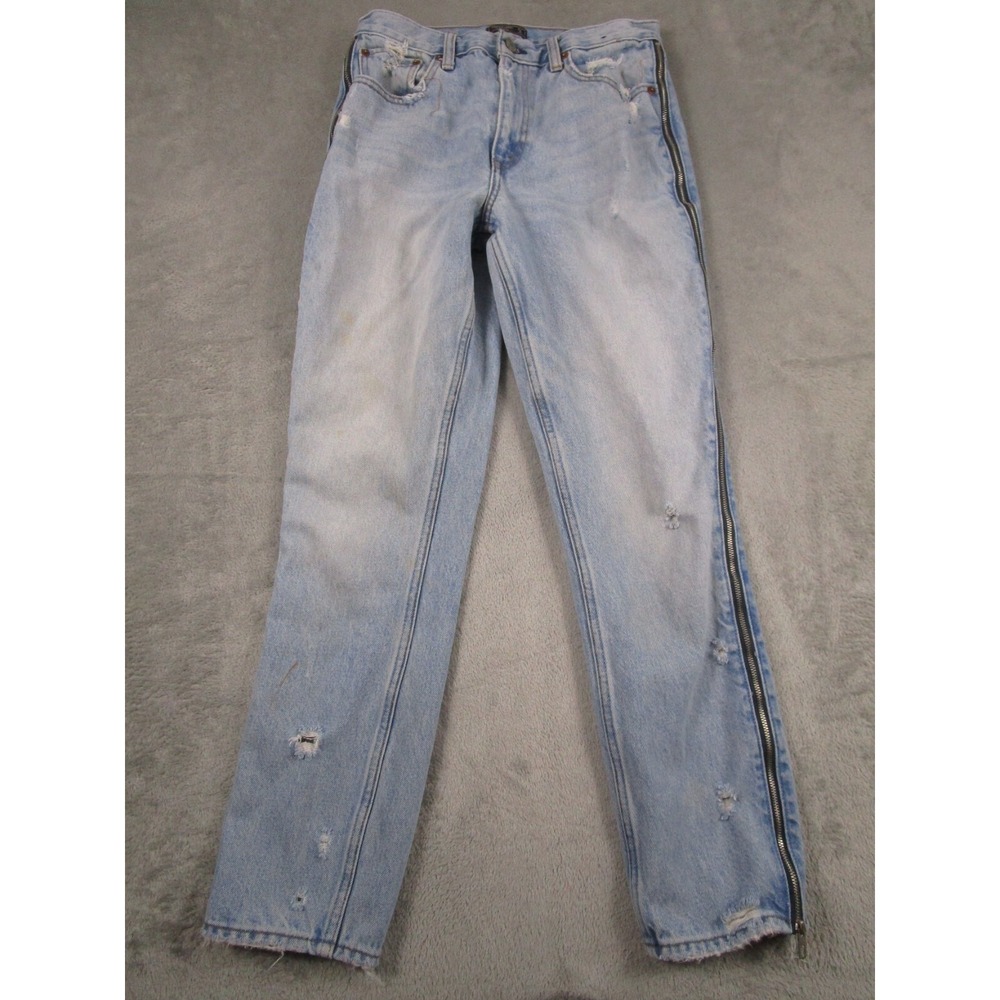 Abercrombie & Fitch Light Blue High-Rise Straight Jeans